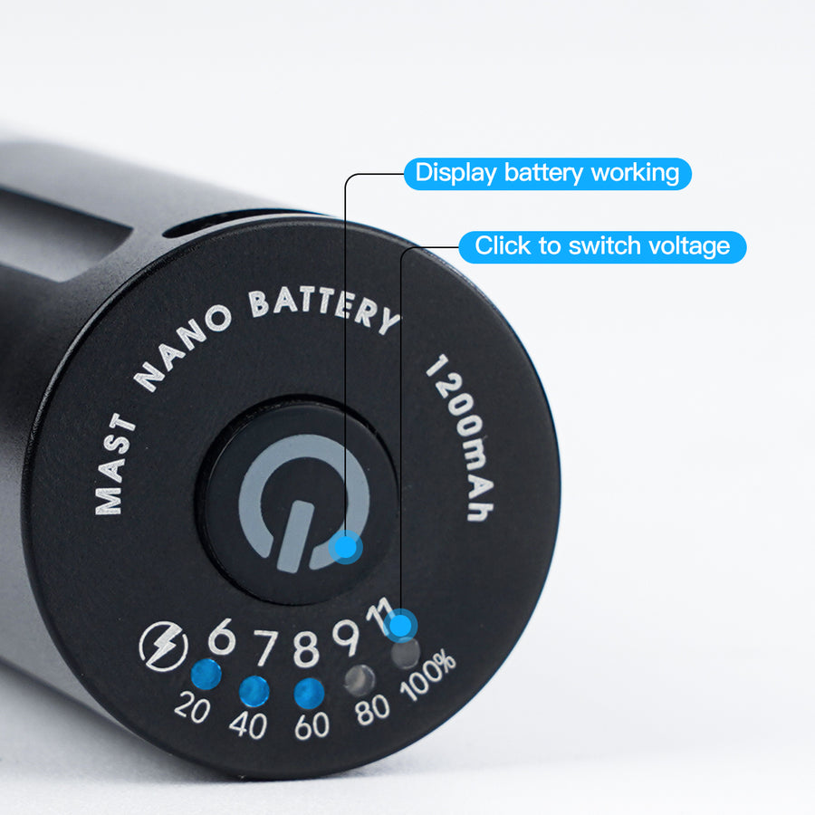 Mast Nano Wireless Rotary Pen Machine with Battery for PMU/ SMP 3.2mm Stroke-Black - Image 2