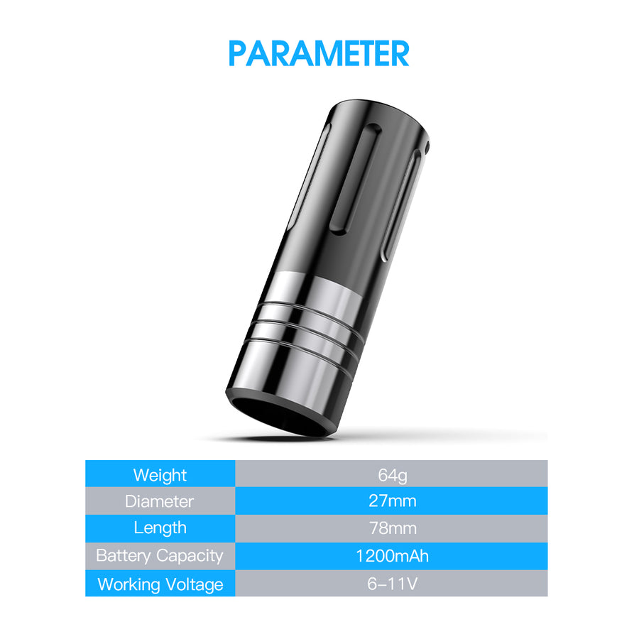Mast Nano Wireless Rotary Pen Machine with Battery for PMU/ SMP 3.2mm Stroke-Black - Image 4