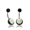 1pc- Horn disc with moon face carved from bone Belly Ring