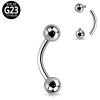 1pc- ASTM F136 Titanium Internal Thread Curved Barbell With Balls