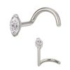 1pc- Titanium Prong Set Marquise CZ Top Nose Screw