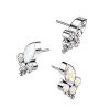 1pc- Implant Grade Titanium Threadless Push In Top With Marquise CZ or Opal & Round CZ and Balls