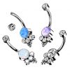 1pc- Implant Grade Titanium Internally Threaded Bezel Set CZ Top With Bottom Opal & Trinity Ball Cluster