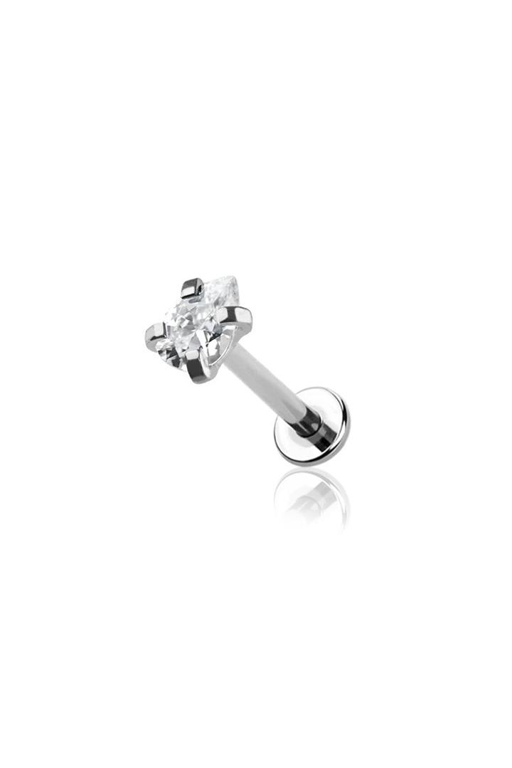 1pc- Prong Pear shape cz stone top internally threaded labret