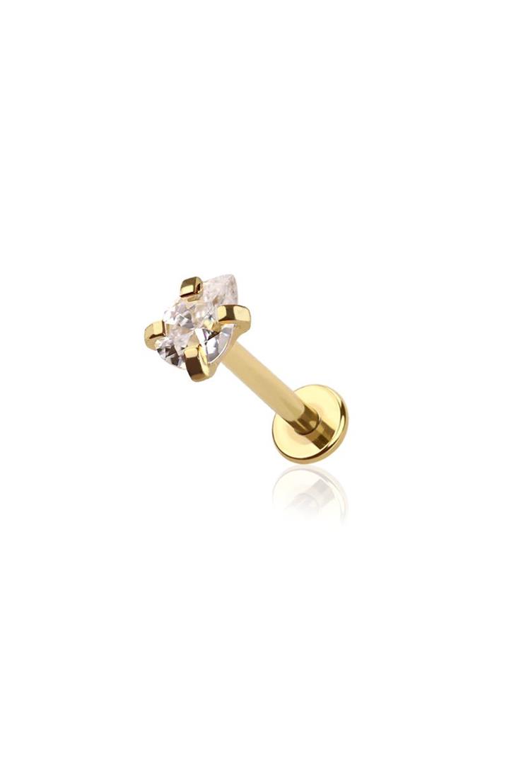 1pc- Prong Pear shape cz stone top internally threaded labret - Image 3
