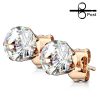 Pair - Rose Stud Earring with Round 3mm Cz