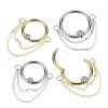 1pc- High Quality Precision Hinged Segment Ring With Bezel Set CZ Center and Double Chain Dangle