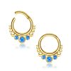 1pc- Gold hinged Ring with Blue Opals