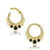 1pc- Gold with Black Gemstones hinged Ring