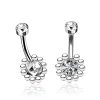 1pc- Silver with Cz crystal centre Belly Ring