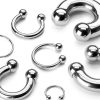 1pc- LARGE GAUGE - Standard Silver externally Threaded Horse Shoe