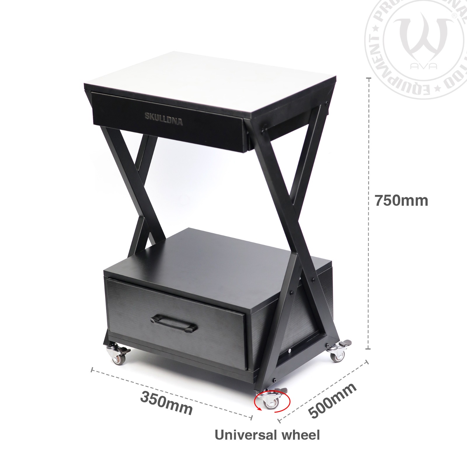 Tattoo Trolley/Workstation-Black 2 Drawers - Image 2