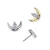 1pc- Implant Grade Titanium Threadless Push In Crescent Moon With Marquise CZ Center Top