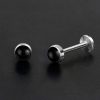 1pc- 316L steel Black onyx stone cabochon Internally threaded Labret