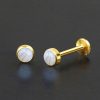 1pc- 316L Gold pvd with Round Botswana Agate cabochon Internally threaded Labret