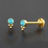 1pc- 316L Gold pvd turquoise cabochon Internally threaded Labret
