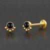 1pc- 316L Gold pvd black onyx cabochon Internally threaded Labret