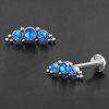 1pc- 316L steel 3 synthetic blue opals Internally threaded Labret