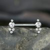 1pc- 316L steel with clear zirconia crystals Nipple Barbell