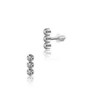 Pair- 3 clear zirconia crystals Stud Earrings