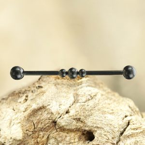1pc- 316L Black Bar with plain balls Industrial Barbell