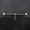1pc- 316L Silver with Black zirconia crystal Teardrop Industrial Barbell