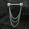 1pc- 316L steel double chain Nipple Barbell