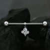 1pc- 316L Silver with Clear zirconia charm Industrial Barbell