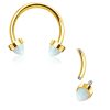 1pc- 316L PVD gold coated horseshoe with two bullet shaped synthetic white opals ends