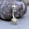 1pc- 316L steel Navel Bar with white opal