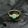 1pc- 316L Pvd gold Bendable Ring with Jade Green