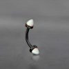 1pc- Pvd Black 316L Steel with synthetic white opal Curved barbell