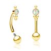 1pc- Pvd Gold 316L Steel with synthetic white opal cabochon Curved barbell