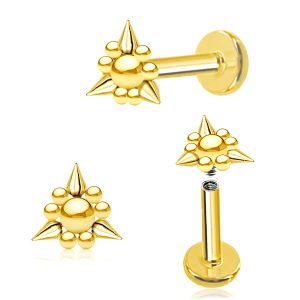 1pc- 316L Gold pvd tiny ball with points cluster Internally threaded Labret