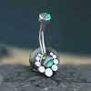 1pc- 316L steel Navel Bar with abalone shell