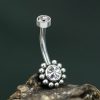 1pc- 316L steel Navel Bar with clear zirconia