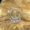 1pc- 316L Silver Hinged Segment Hoop with 3 Crystals