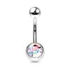 5pcs- Plain Single Ab Crystal externally threaded belly Ring