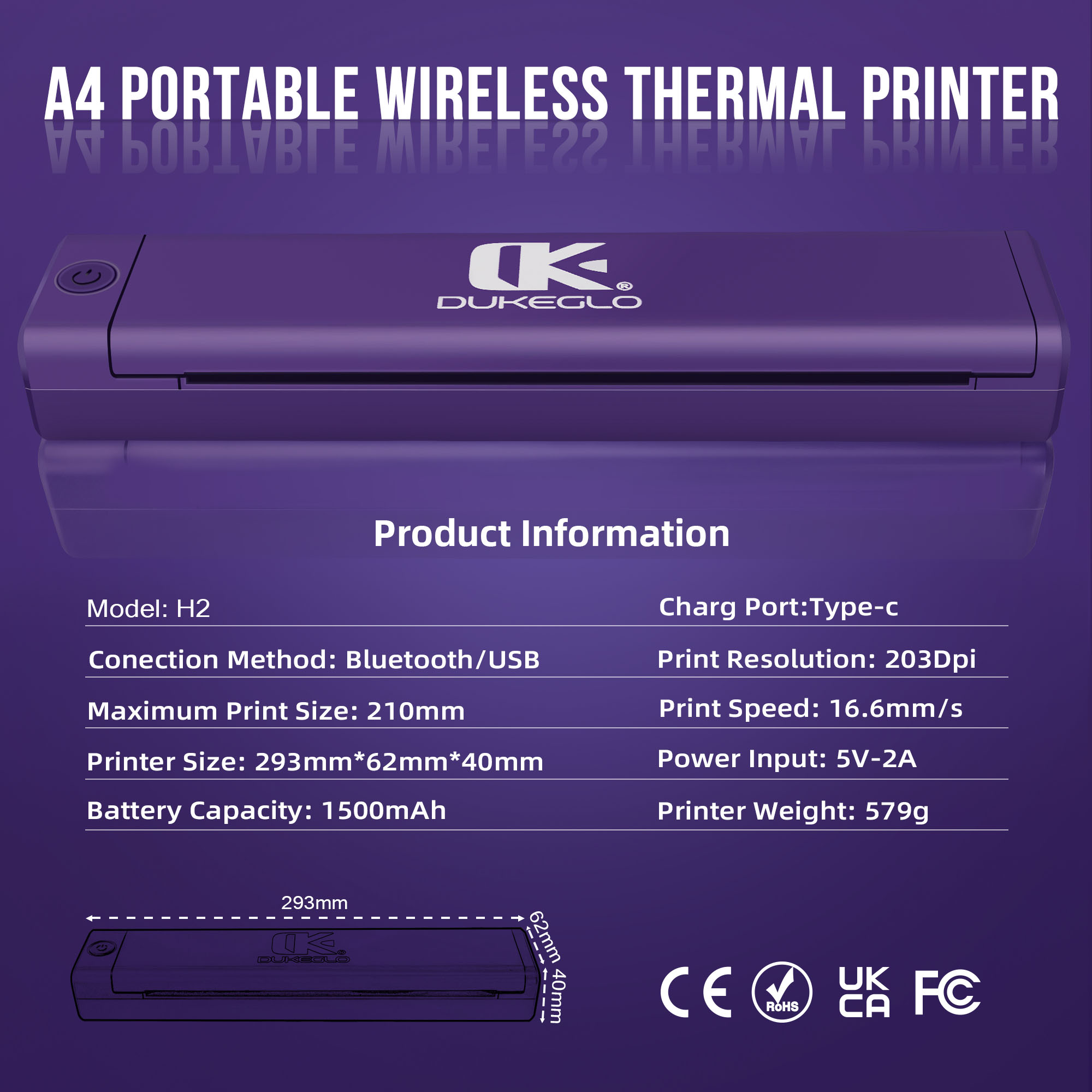 Wireless Thermal Tattoo Stencil Printer - Dukeglo H2 - Image 4