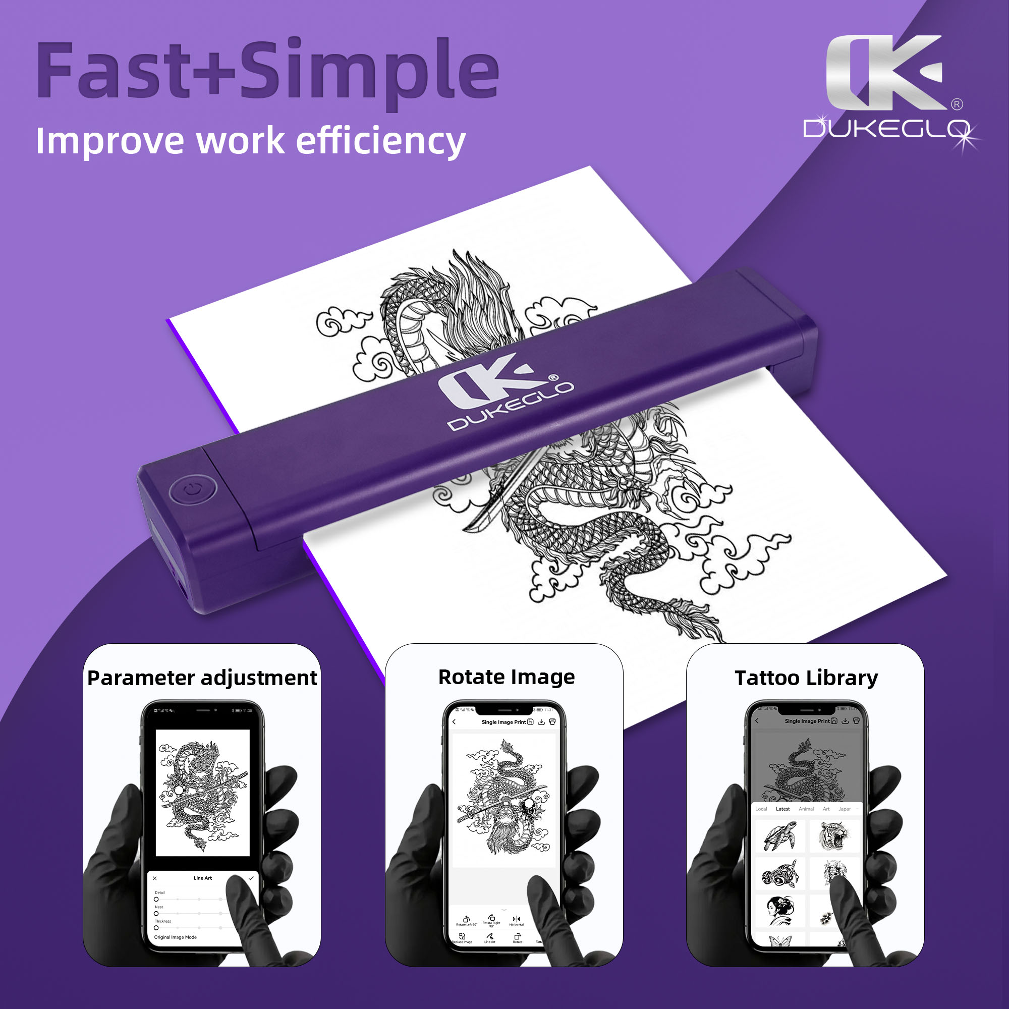Wireless Thermal Tattoo Stencil Printer - Dukeglo H2 - Image 5