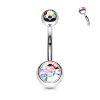 5pcs- Internally Threaded Double Gem Ball Belly Ring