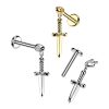 1pc- Titanium Internally Threaded Flat Back Labret With Dagger Dangle