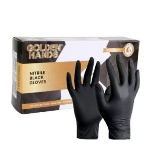 Golden Hands - Black Nitrile Gloves - 100 Per Box